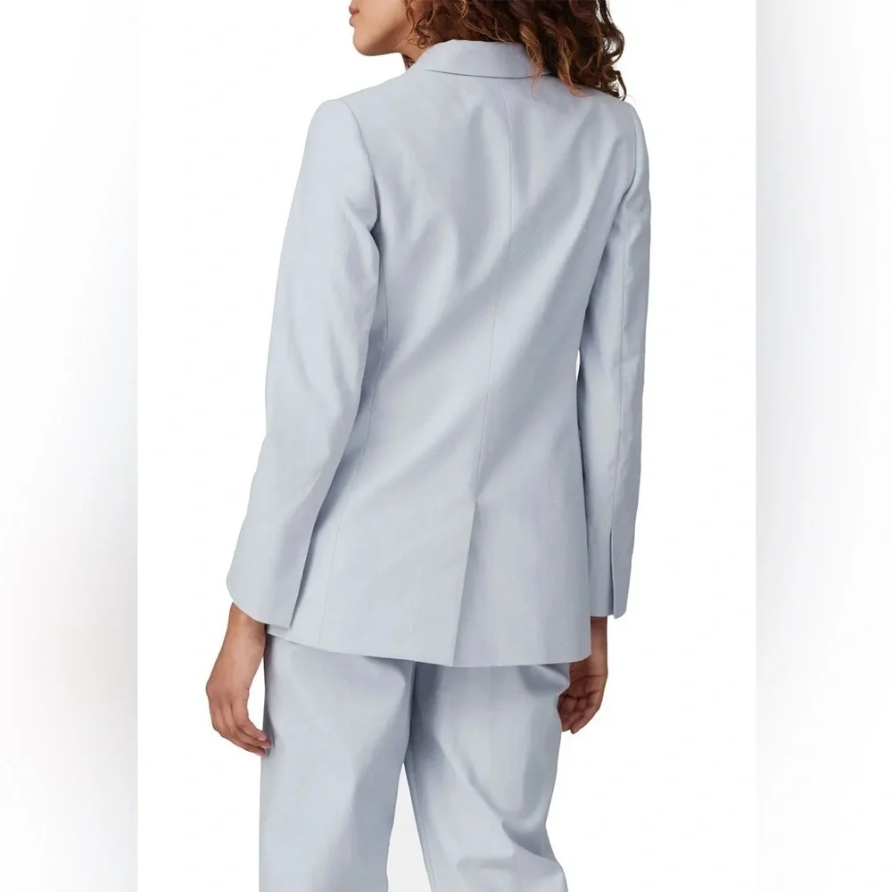 Rebecca Taylor Echo Blue Slub Denim Blazer Jacket NWT Size 0 $595 - Picture 2 of 7